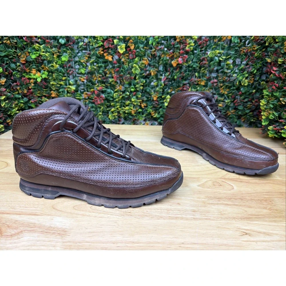 Timberland Euro Dub Hiker Boots Chocolate Brown Leather Y2K RARE‎ Classic Men 11